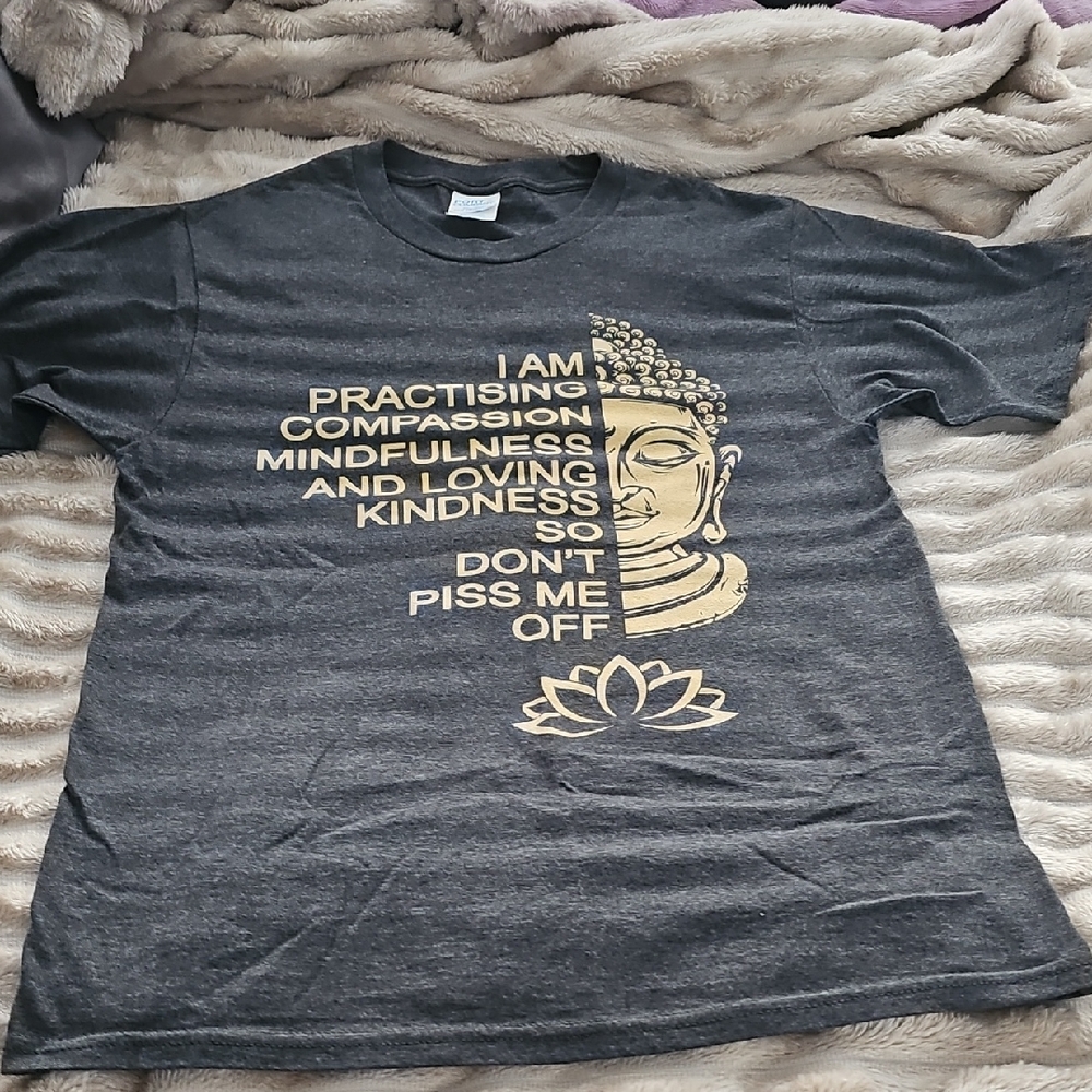 Gray T-Shirt with Buddha Graphic